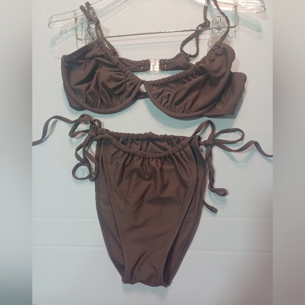 PrettyLittleThing Brown Bikini Set